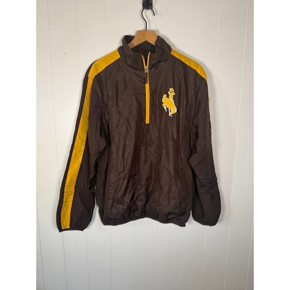 G-III‎ Wyoming Cowboys Mens Brown Yellow Quarter Zip Windbreaker Jacket Size M